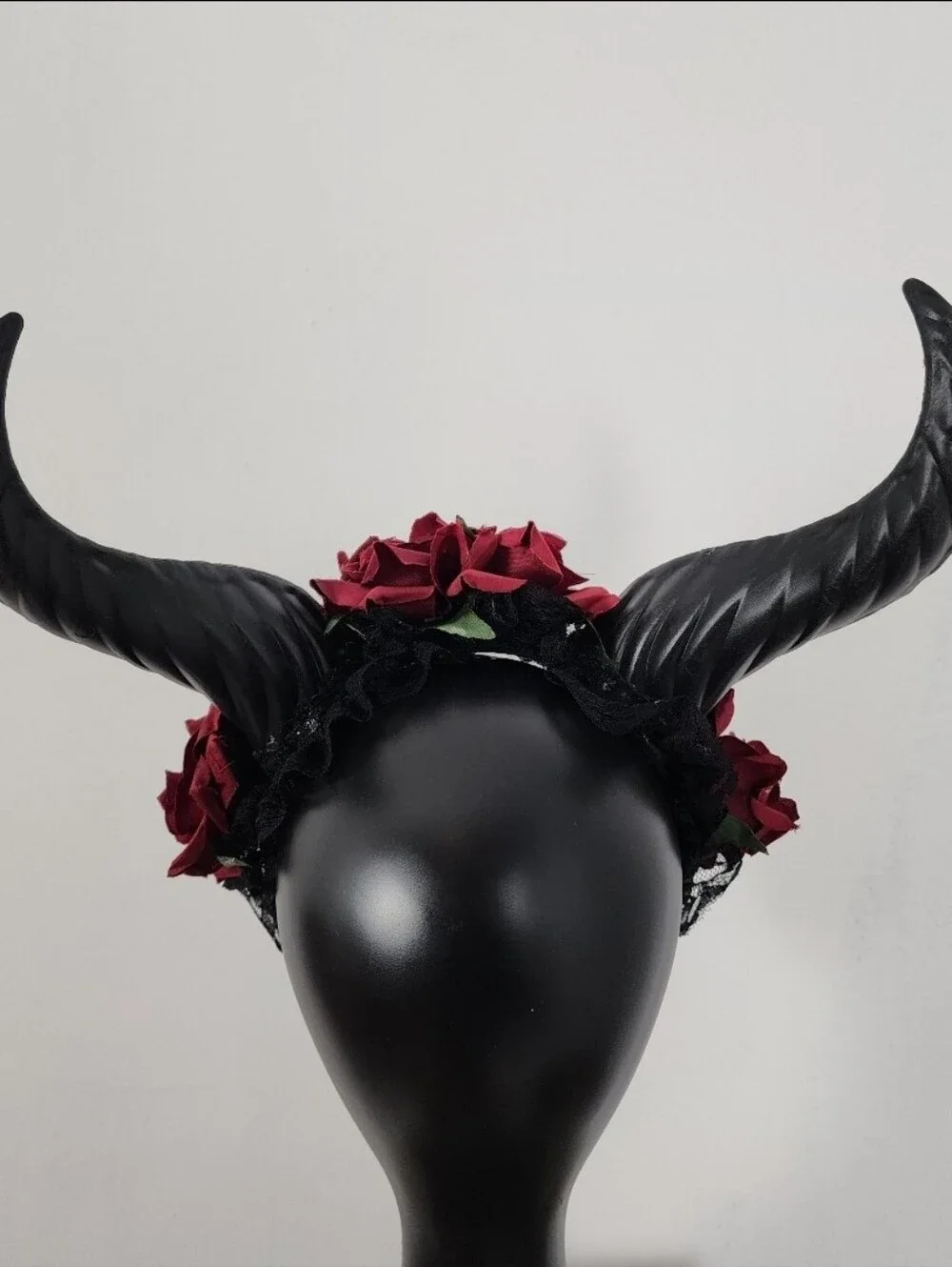 Krampus Horns Devil Demon Headband Red Rose Costume Head Piece Red Lights